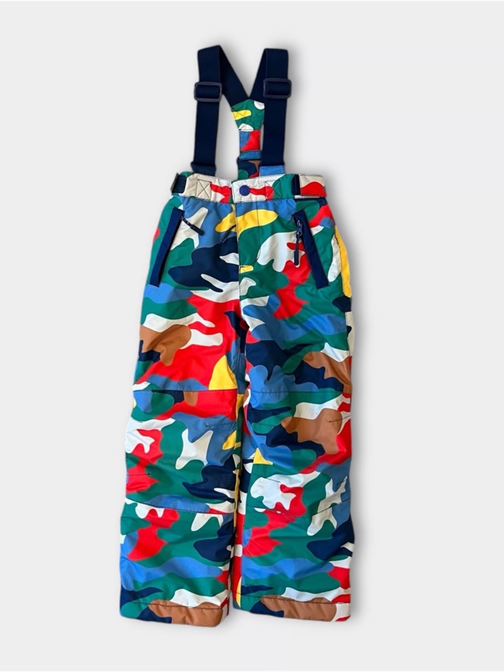 NWT Mini Boden Snow Ski Pants Waterproof Snow Bib in Camo Multi Size 5-6 Years